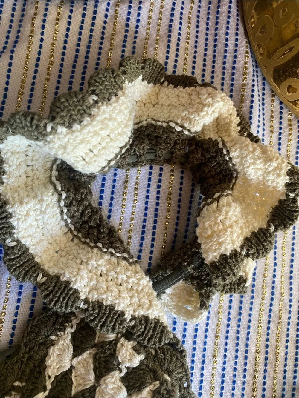 Zimmermann Olive & Ivory Check Ruffle-Trim Crochet Sz 6 NWT